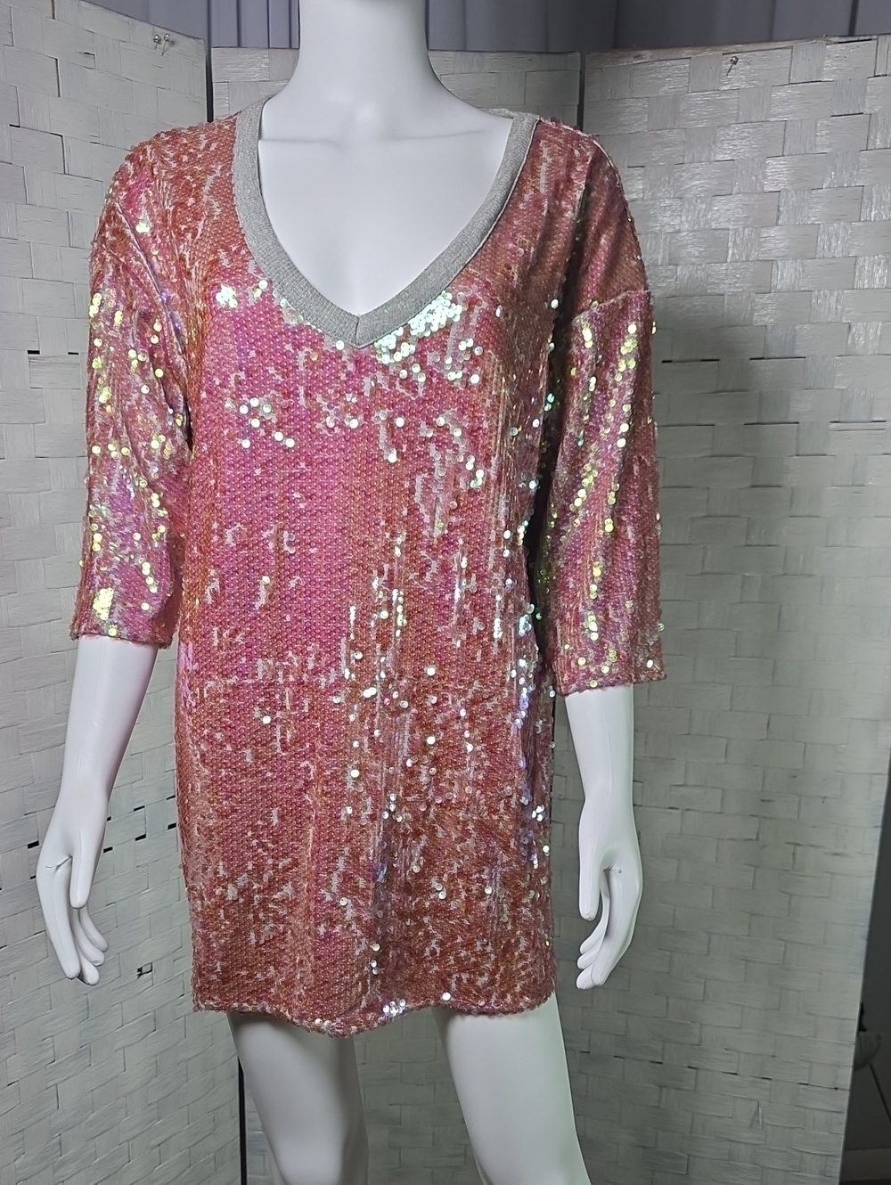 ASOS Grey+ Pink Sequin Dress